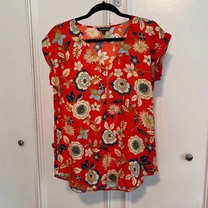 EUC Express Orange Floral Gramercy Top Size Medium